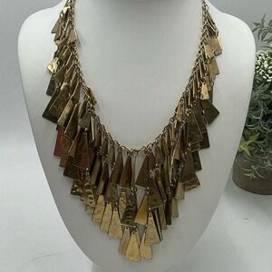 Robert Lee Morris Soho RLM Singed Vintage Gold Plated Wind Chime Bib Necklace